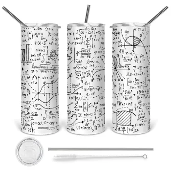 I LOVE MATHS, Tumbler stainless steel 600ml, with metal straw & cleaning brush