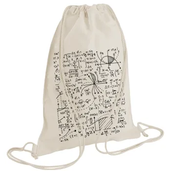 I LOVE MATHS, Backpack bag GYMBAG natural (28x40cm)