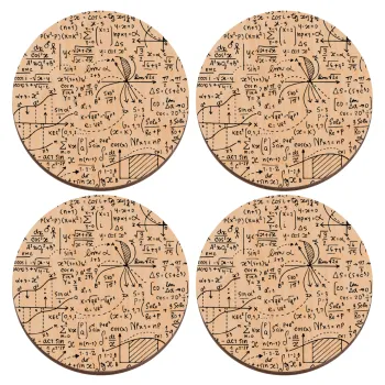 I LOVE MATHS (μαθηματικά), ΣΕΤ x4 Σουβέρ ξύλινα στρογγυλά plywood (9cm)