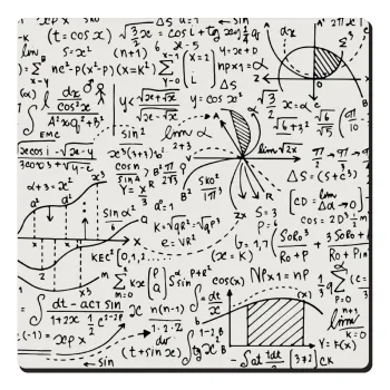 I LOVE MATHS (μαθηματικά), Τετράγωνο μαγνητάκι ξύλινο 6x6cm