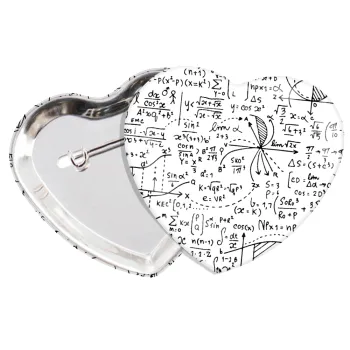 I LOVE MATHS (μαθηματικά), Κονκάρδα παραμάνα καρδιά (57x52mm)