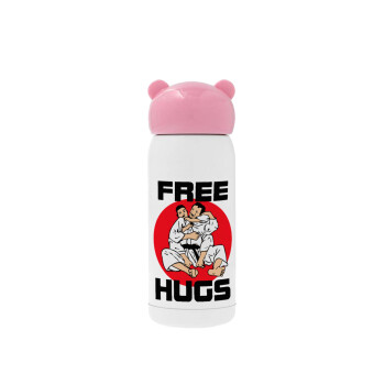 JUDO free hugs, Ροζ ανοξείδωτο παγούρι θερμό (Stainless steel), 320ml