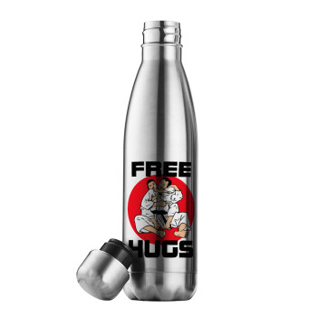 JUDO free hugs, Μεταλλικό παγούρι θερμός Inox (Stainless steel), διπλού τοιχώματος, 500ml