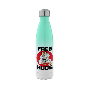 JUDO free hugs, Μεταλλικό παγούρι θερμός Πράσινο/Λευκό (Stainless steel), διπλού τοιχώματος, 500ml