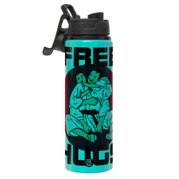 JUDO free hugs, Μεταλλικό παγούρι νερού με καπάκι ασφαλείας, αλουμινίου 850ml