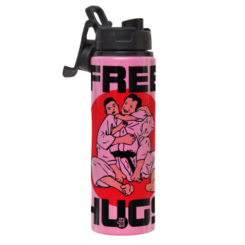 JUDO free hugs, Μεταλλικό παγούρι νερού με καπάκι ασφαλείας, αλουμινίου 850ml