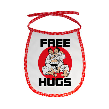 JUDO free hugs, Σαλιάρα μωρού αλέκιαστη με κορδόνι Κόκκινη