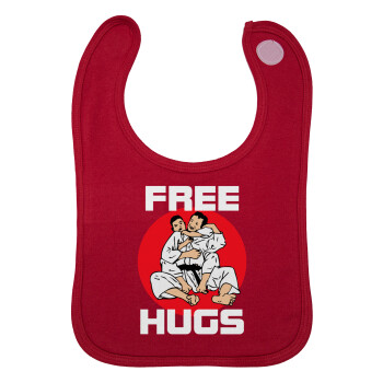JUDO free hugs, Σαλιάρα με Σκρατς Κόκκινη 100% Organic Cotton (0-18 months)