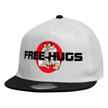 JUDO free hugs, Καπέλο παιδικό Flat Snapback, Λευκό (100% ΒΑΜΒΑΚΕΡΟ, ΠΑΙΔΙΚΟ, UNISEX, ONE SIZE)