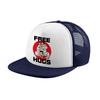 JUDO free hugs, Καπέλο παιδικό Soft Trucker με Δίχτυ ΜΠΛΕ ΣΚΟΥΡΟ/ΛΕΥΚΟ (POLYESTER, ΠΑΙΔΙΚΟ, ONE SIZE)
