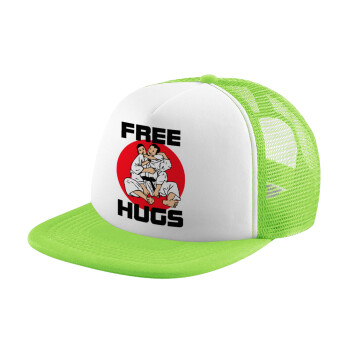 JUDO free hugs, Καπέλο παιδικό Soft Trucker με Δίχτυ ΠΡΑΣΙΝΟ/ΛΕΥΚΟ (POLYESTER, ΠΑΙΔΙΚΟ, ONE SIZE)
