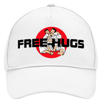JUDO free hugs, Adult Baseball Cap, Drill, White (100% COTTON, ADULT, UNISEX, ONE SIZE)