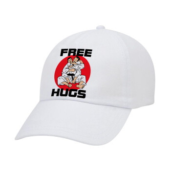 JUDO free hugs, Καπέλο Ενηλίκων Baseball Λευκό 5-φύλλο (POLYESTER, ΕΝΗΛΙΚΩΝ, UNISEX, ONE SIZE)