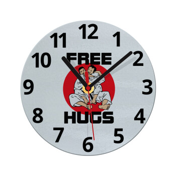 JUDO free hugs, Ρολόι τοίχου γυάλινο (20cm)