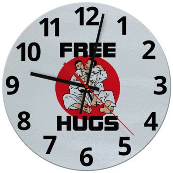 JUDO free hugs, Ρολόι τοίχου γυάλινο (30cm)