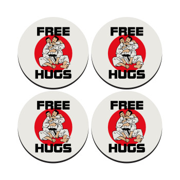 JUDO free hugs, ΣΕΤ 4 Σουβέρ ξύλινα στρογγυλά (9cm)