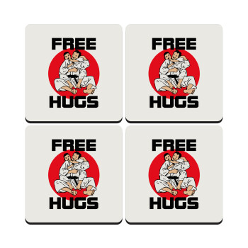 JUDO free hugs, ΣΕΤ 4 Σουβέρ ξύλινα τετράγωνα (9cm)