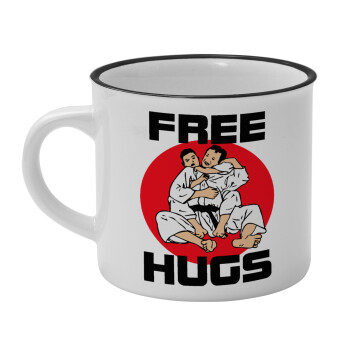 JUDO free hugs, Κούπα κεραμική vintage Λευκή/Μαύρη 230ml