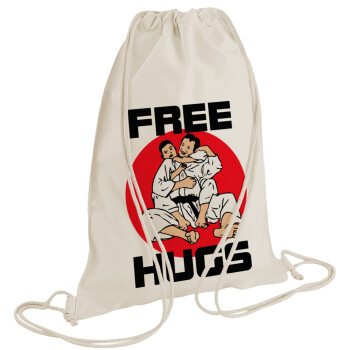 JUDO free hugs, Τσάντα πλάτης πουγκί GYMBAG natural (28x40cm)