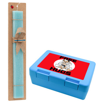 JUDO free hugs, Easter Set, children's snack container BLUE & Easter aromatic flat candle (30cm) (TURQUOISE)
