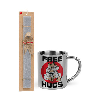 JUDO free hugs, Easter Set, metallic thermal cup (300ml) & Easter aromatic flat candle (30cm) (GRAY)