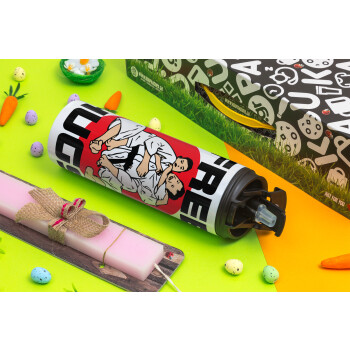 JUDO free hugs, Πασχαλινή Λαμπάδα με Travel Tumbler θερμό με διπλό καπάκι (600ml, BPA free) & κερί αρωματικό πλακέ (30cm) (ΡΟΖ)