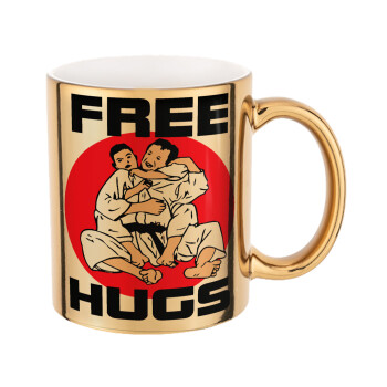 JUDO free hugs, Κούπα κεραμική, χρυσή καθρέπτης, 330ml