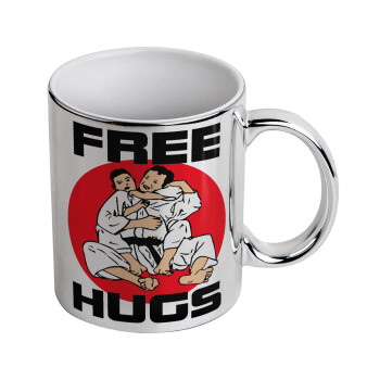 JUDO free hugs, Κούπα κεραμική, ασημένια καθρέπτης, 330ml