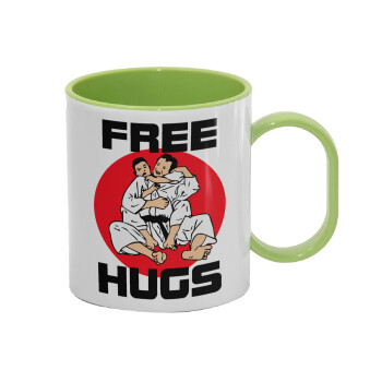 JUDO free hugs, Κούπα (πλαστική) (BPA-FREE) Polymer Πράσινη για παιδιά, 330ml