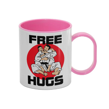 JUDO free hugs, Κούπα (πλαστική) (BPA-FREE) Polymer Ροζ για παιδιά, 330ml