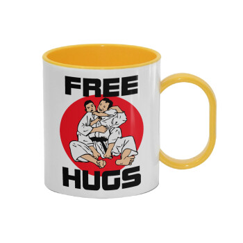 JUDO free hugs, Κούπα (πλαστική) (BPA-FREE) Polymer Κίτρινη για παιδιά, 330ml