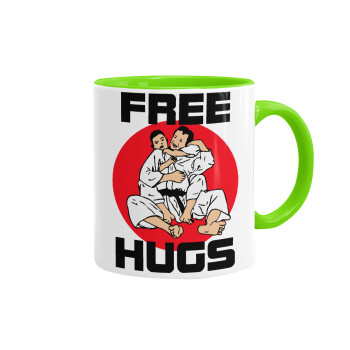 JUDO free hugs, Mug colored light green, ceramic, 330ml