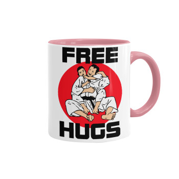 JUDO free hugs, Mug colored pink, ceramic, 330ml
