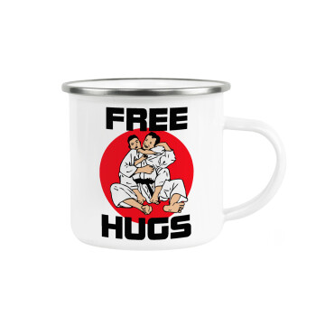 JUDO free hugs, Metallic enamel cup white 360ml