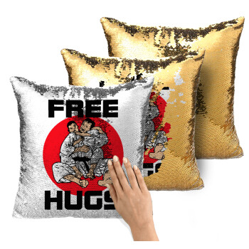 JUDO free hugs, Μαξιλάρι καναπέ Μαγικό Χρυσό με πούλιες 40x40cm περιέχεται το γέμισμα