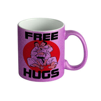 JUDO free hugs, Κούπα Μωβ Glitter που γυαλίζει, κεραμική, 330ml