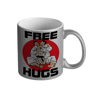 JUDO free hugs, Κούπα Ασημένια Glitter που γυαλίζει, κεραμική, 330ml