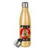 Glitter gold stainless steel thermos bottle, double-walled, 500ml