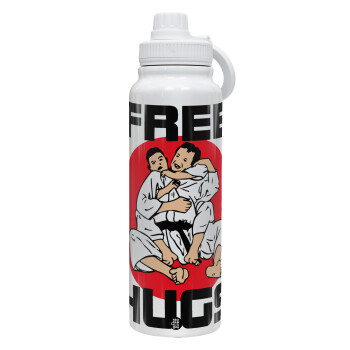 JUDO free hugs, 1L Stainless Steel Thermal Bottle with Phone Holder & Double Wall Insulation