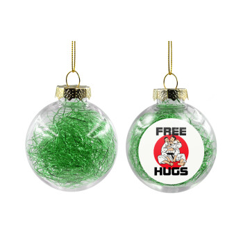 JUDO free hugs, Χριστουγεννιάτικη μπάλα δένδρου διάφανη με πράσινο γέμισμα 8cm