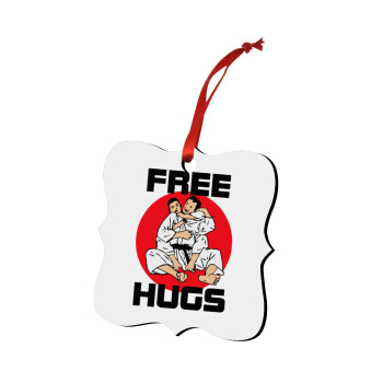JUDO free hugs, Χριστουγεννιάτικο στολίδι polygon ξύλινο 7.5cm