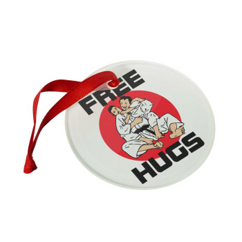 JUDO free hugs, Χριστουγεννιάτικο στολίδι γυάλινο 9cm