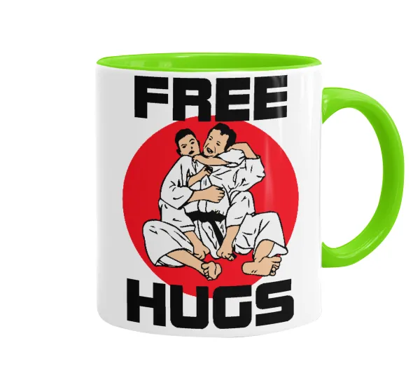 JUDO free hugs — Κούπα χρωματιστή βεραμάν, κεραμική, 330ml