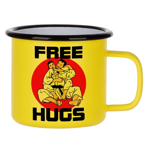 JUDO free hugs — Κούπα Μεταλλική εμαγιέ ΜΑΤ Κίτρινη 360ml