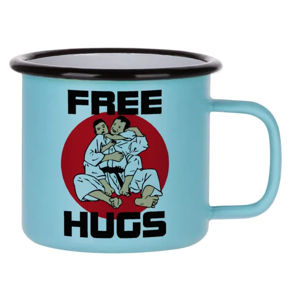 JUDO free hugs — Κούπα Μεταλλική εμαγιέ ΜΑΤ σιέλ 360ml