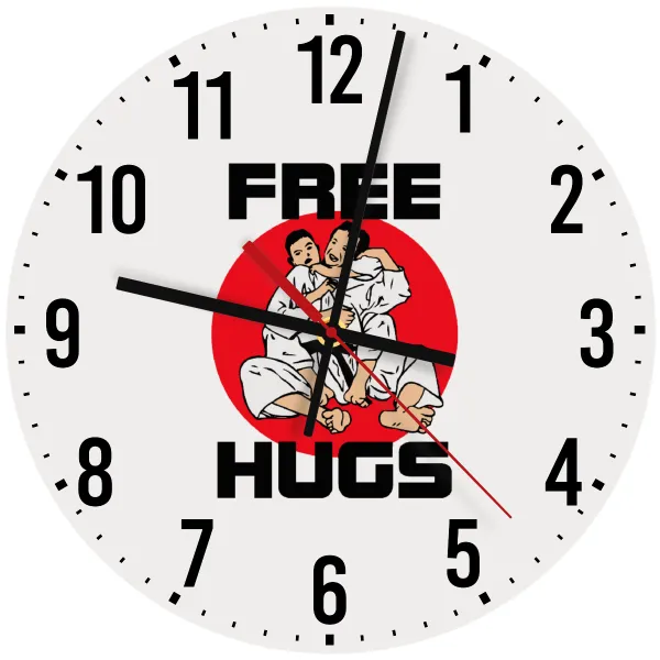 JUDO free hugs — Ρολόι τοίχου ξύλινο 30cm