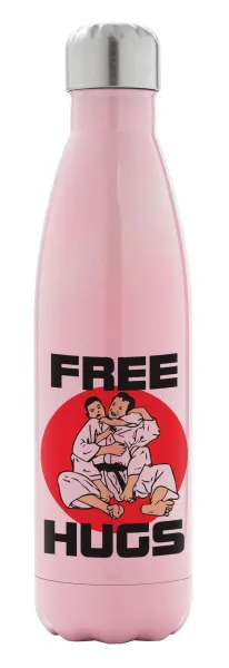 JUDO free hugs — Μεταλλικό παγούρι θερμός Ροζ Ιριδίζον (Stainless steel), διπλού τοιχώματος, 500ml