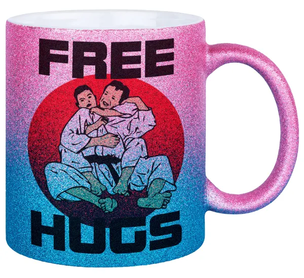 JUDO free hugs — Κούπα Χρυσή/Μπλε Glitter, κεραμική, 330ml