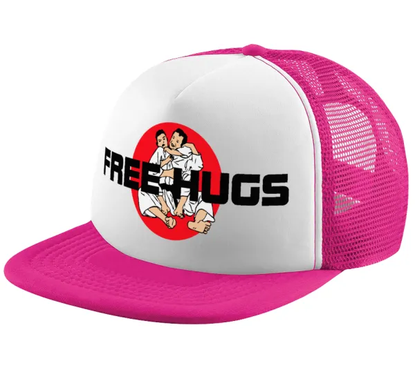 JUDO free hugs — Καπέλο παιδικό Soft Trucker με Δίχτυ ΡΟΖ/ΛΕΥΚΟ (POLYESTER, ΠΑΙΔΙΚΟ, ONE SIZE)
