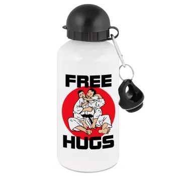 JUDO free hugs, Metal water bottle, White, aluminum 500ml